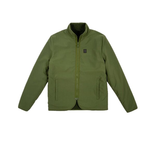 Topo Designs EUC Reversible Sherpa Jacket Full Zip Men's Med dark Green / Olive - Picture 3 of 8